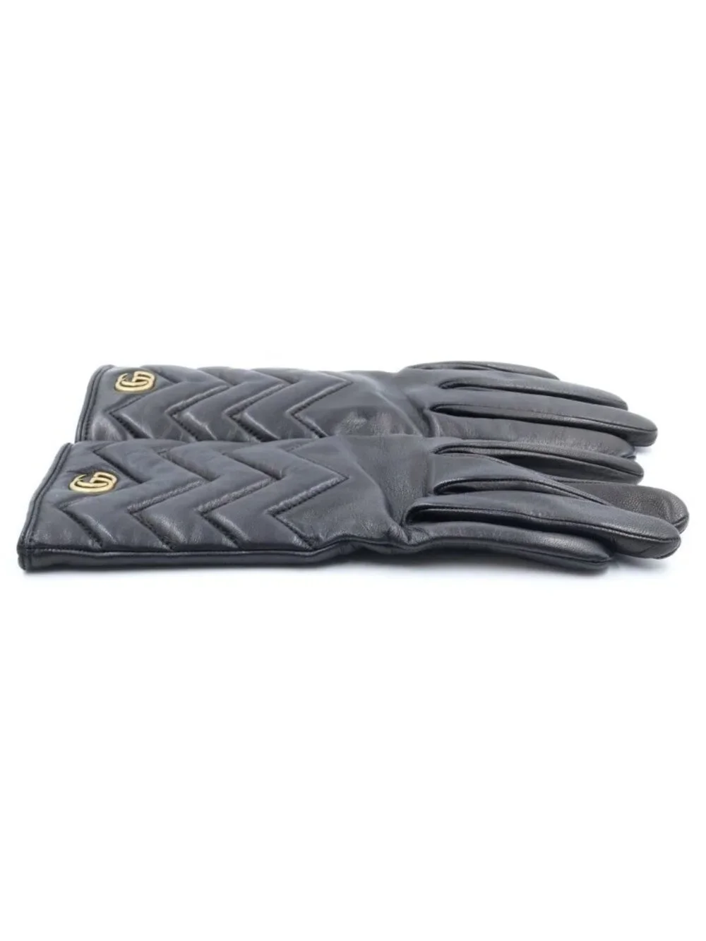 Gucci GG Marmont Lambskin Leather Lining Gloves Black